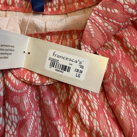 Blue Rain Francescas Pink Tan Floral Lace Casual Skirt Size Large NWT - Picture 4 of 6